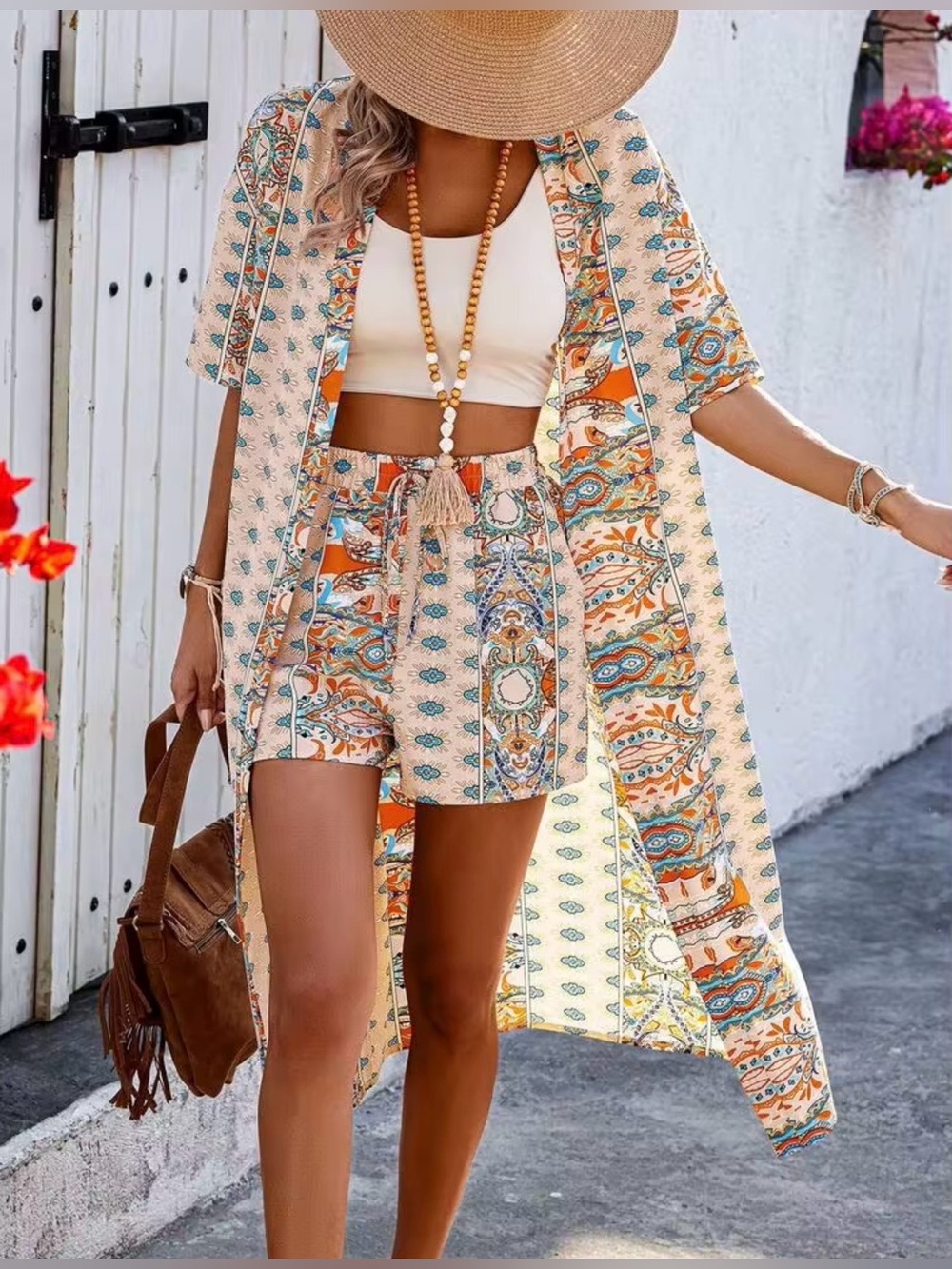Peach & Orange Boho Printed 2 piece Set